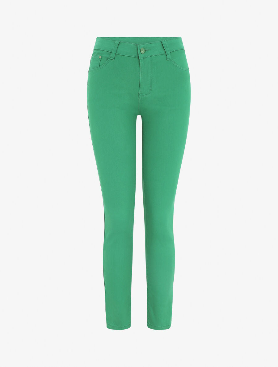 Jean taille haute coupe slim - Vert - 1