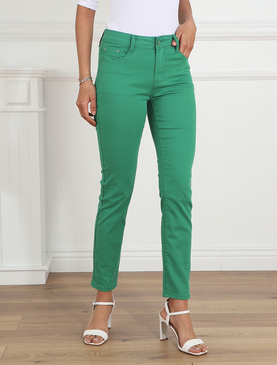 Jean taille haute coupe slim - Vert - 4