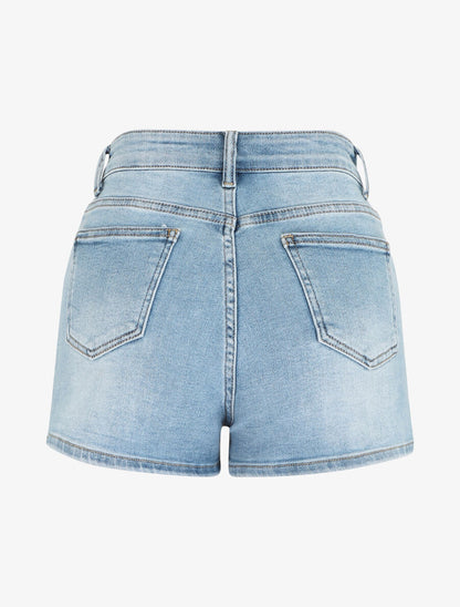 Short délavé coupe droite - Bleu - 2