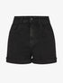 Short en jean à ourlets - Noir - 5