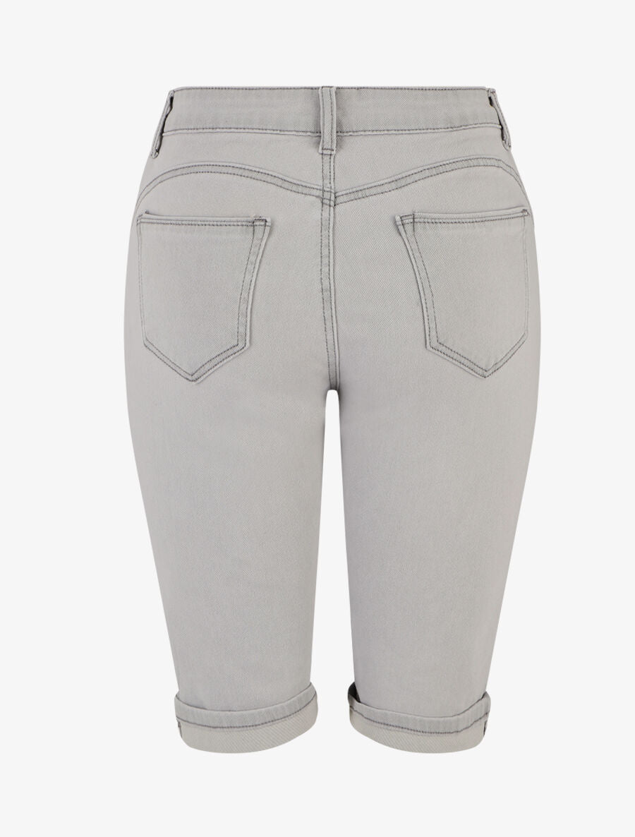 Bermuda push up à revers coupe droite - Gris - 2