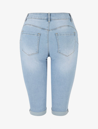 Bermuda push up à revers coupe droite - Bleu - 2