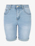 Bermuda push up légèrement délavé et coupe droite - Bleu - 1