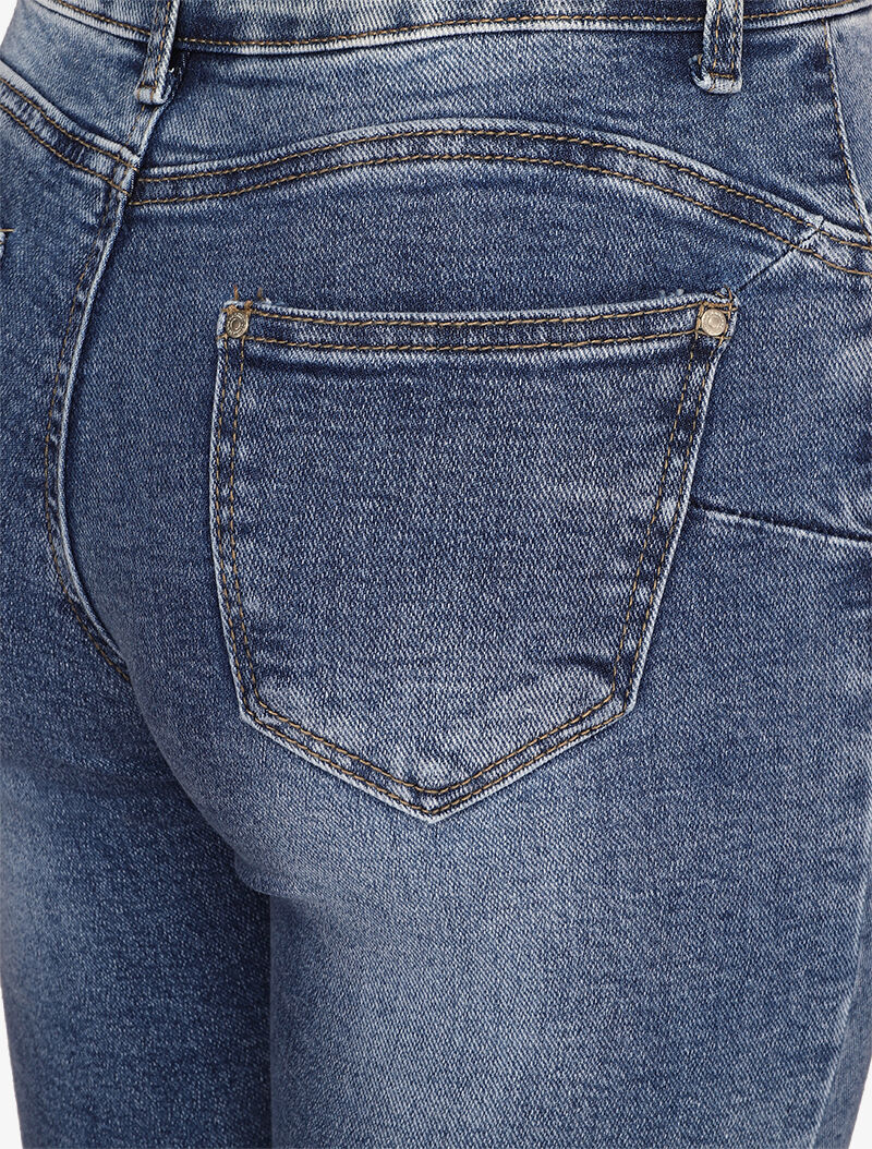 Jeans skinny à coutures contrastantes sur les poches arrières - Bleu - 3