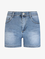 Short en jean push up bords échancrés - Bleu - 4