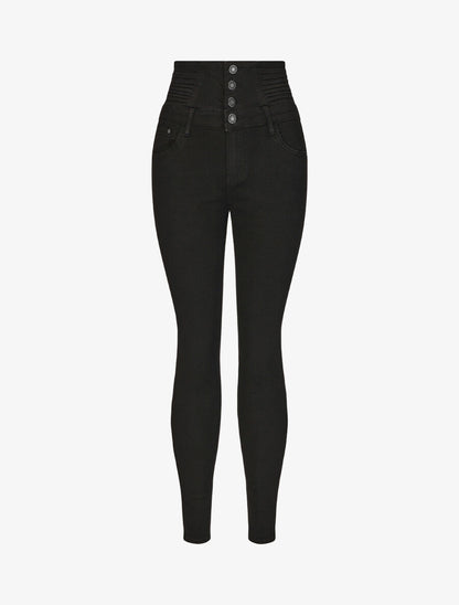 Jean taille empire coupe slim - Noir - 1