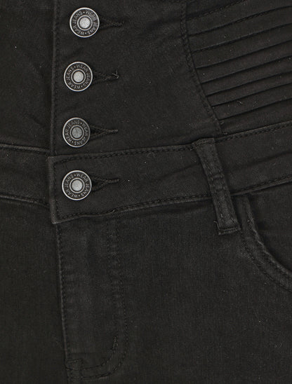 Jean taille empire coupe slim - Noir - 3