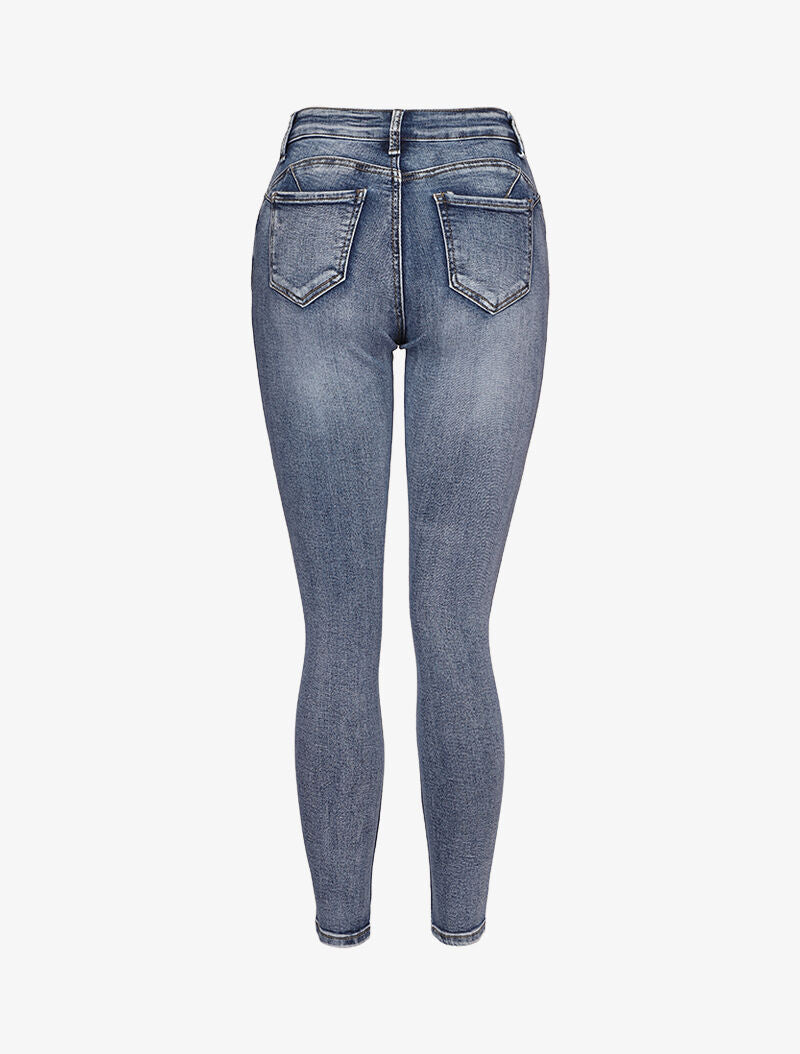 Jean skinny délavé à coutures contrastantes à l&