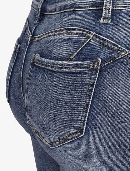 Jean skinny délavé à coutures contrastantes à l&