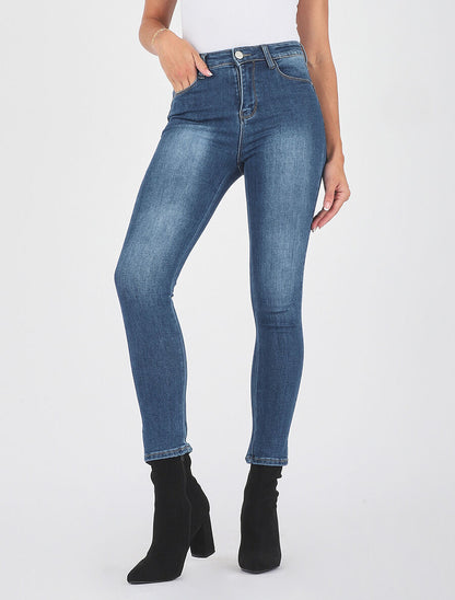 Jean skinny push up taille haute - Bleu - 1