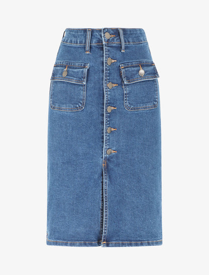 Jupe en jean boutonnée - Bleu - 1