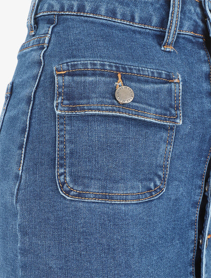 Jupe en jean boutonnée - Bleu - 3