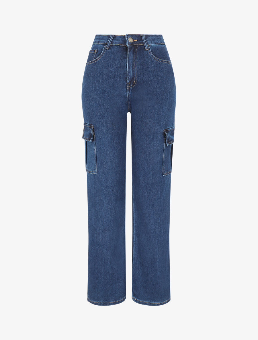 Jean style à taille haute coupe boyfriend - Bleu - 1