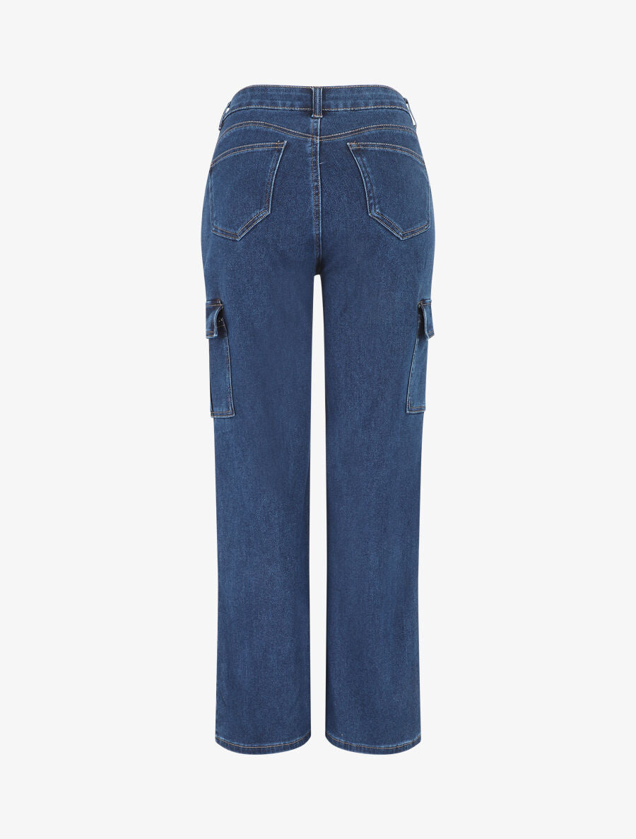 Jean style à taille haute coupe boyfriend - Bleu - 2