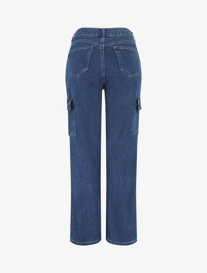 Jean style à taille haute coupe boyfriend - Bleu - 2