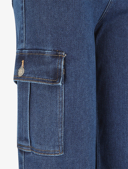 Jean style à taille haute coupe boyfriend - Bleu - 3