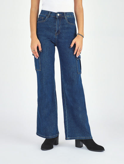 Jean style à taille haute coupe boyfriend - Bleu - 4