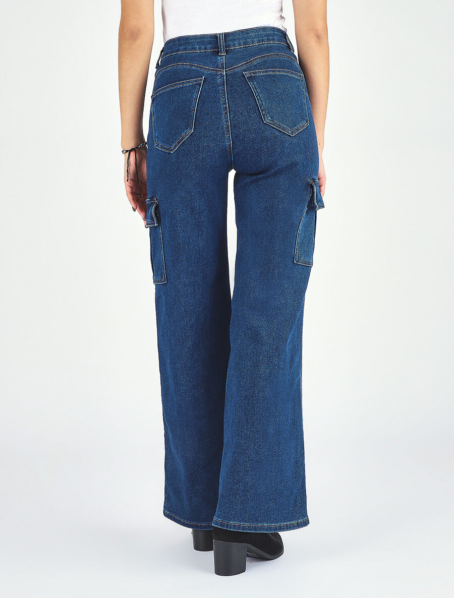 Jean style à taille haute coupe boyfriend - Bleu - 5