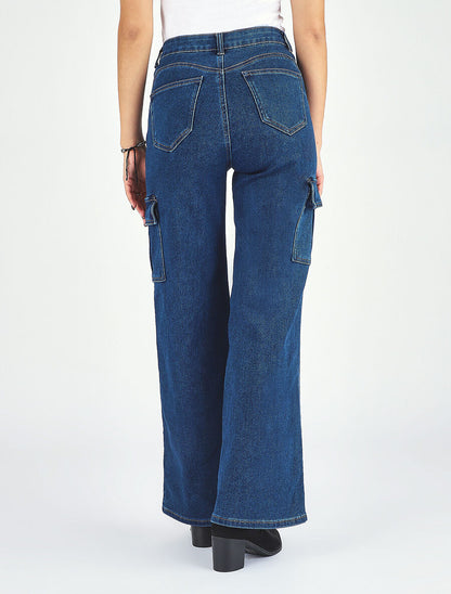 Jean style à taille haute coupe boyfriend - Bleu - 5