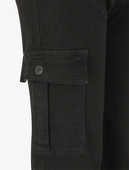 Jean cargo droit taille haute - Noir - 3