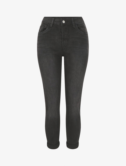 Jean à revers coupe mom fit - Noir - 4