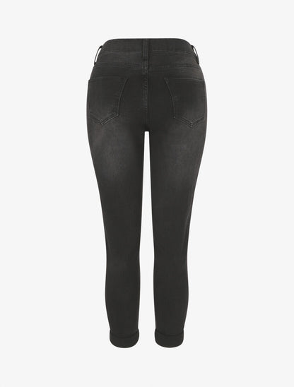 Jean à revers coupe mom fit - Noir - 2