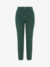 Jean uni taille haute - Vert sapin - 1