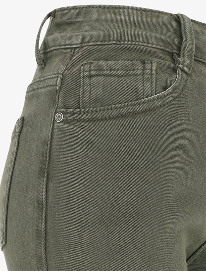 Jean uni taille haute - Kaki - 3
