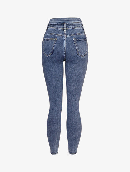Jean taille empire fendue - Bleu - 2