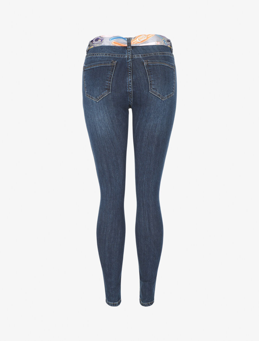 Jean avec ceinture imprimé original coupe slim - Bleu - 2