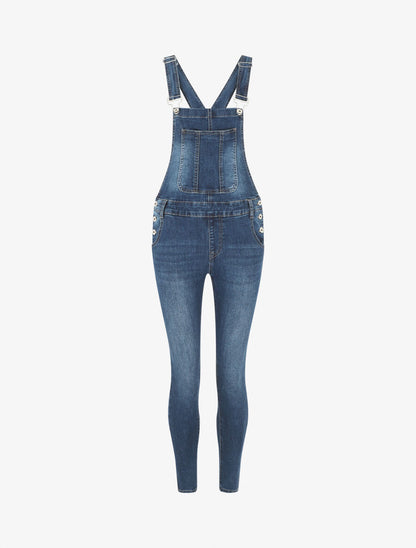 Salopette skinny en jean - Bleu - 4