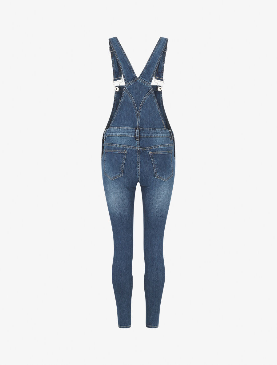 Salopette skinny en jean - Bleu - 2
