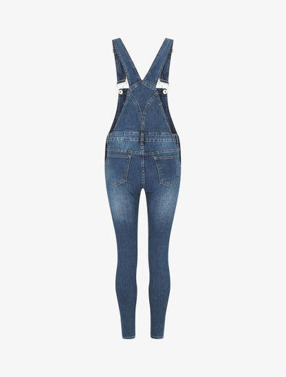 Salopette skinny en jean - Bleu - 2