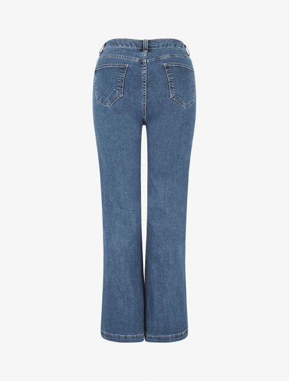 Jean à taille haute coupe droite - Bleu - 2