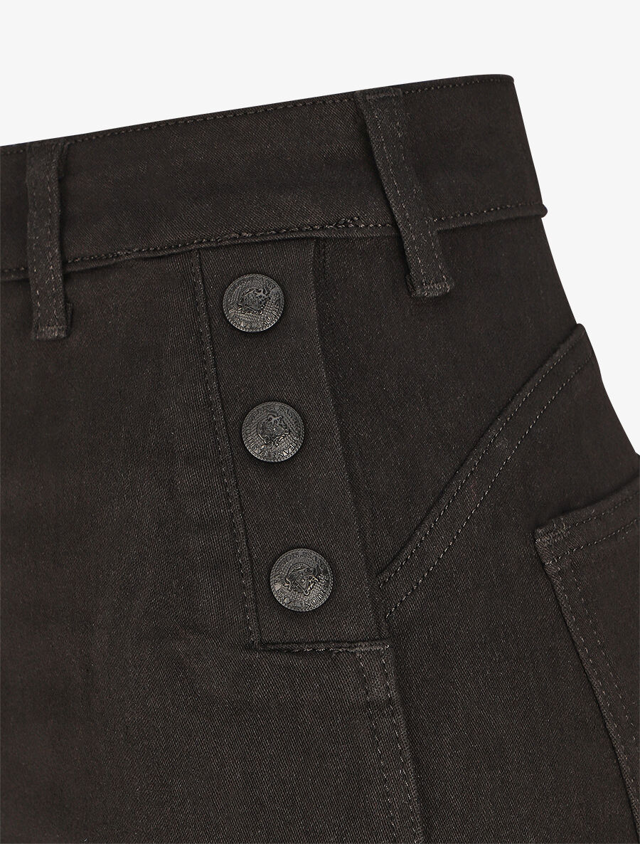 Jean droit uni taille haute - Noir - 3
