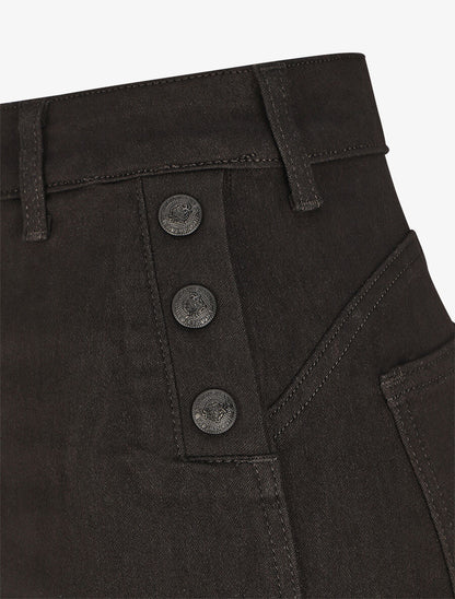 Jean droit uni taille haute - Noir - 3