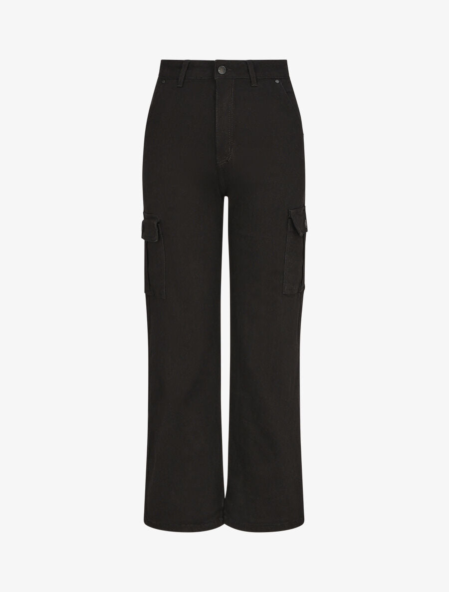 Jean cargo coupe droite - Noir - 1
