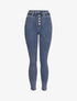 Jean paper bag à taille empire froncée - Bleu - 4