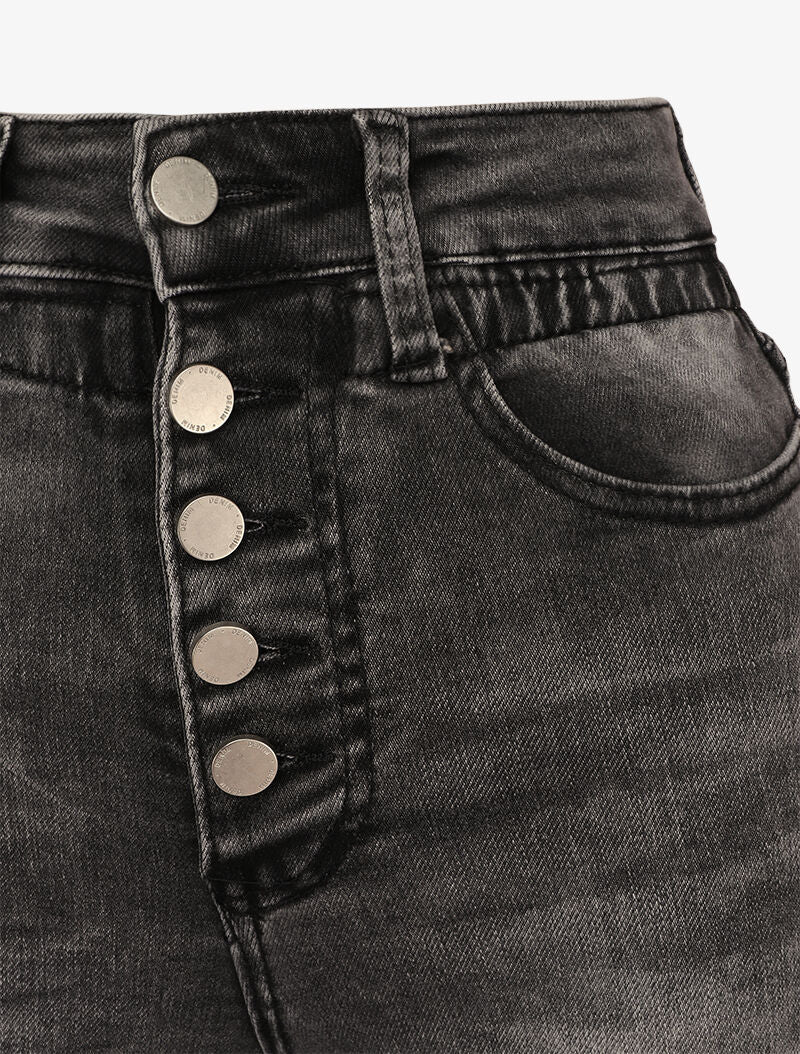 Jean paper bag à taille empire froncée - Gris foncé - 3