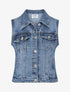 Veste en jean sans manches ajustée - Bleu - 1