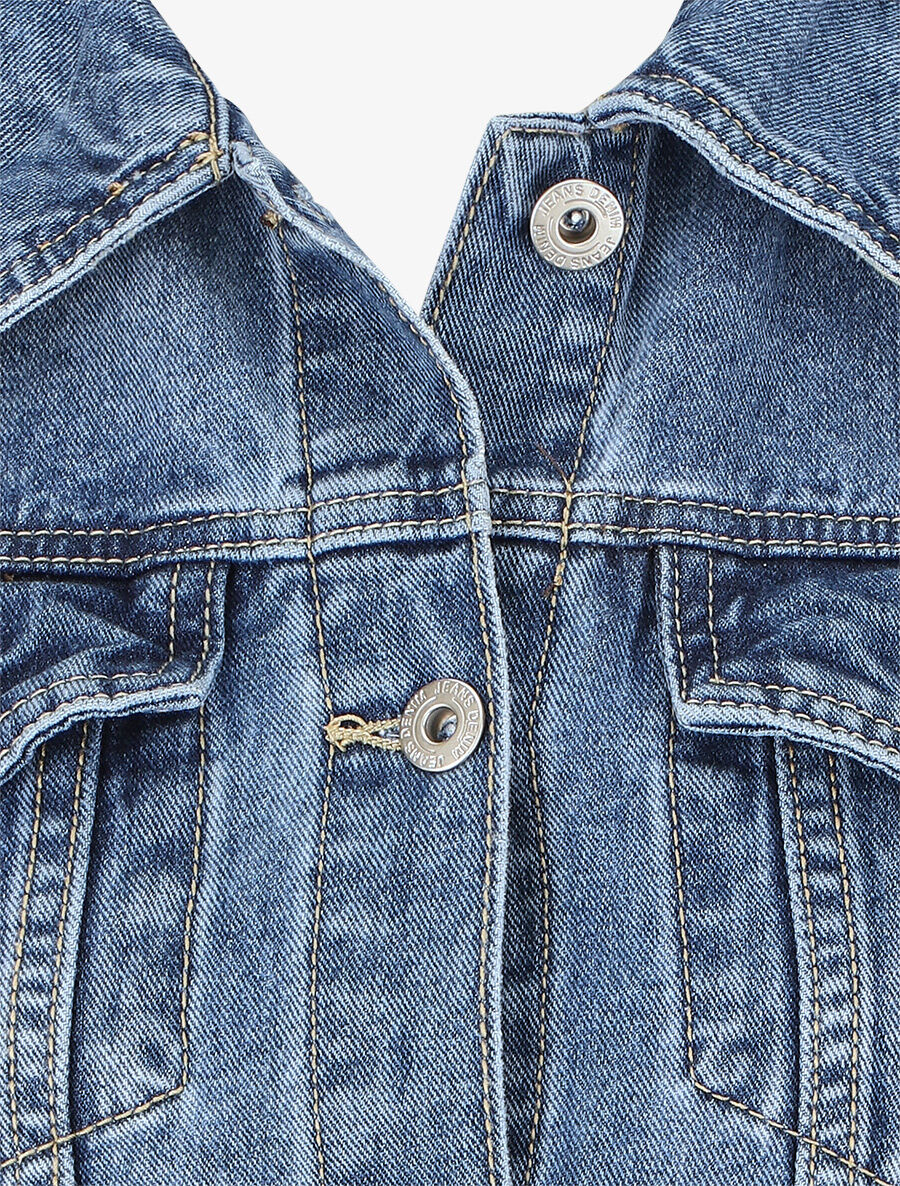 Veste en jean sans manches ajustée - Bleu - 3