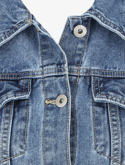 Veste en jean sans manches ajustée - Bleu - 3