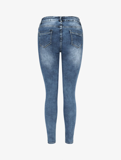 Jean délavé coupe skinny - Bleu - 2
