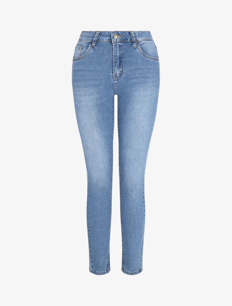 Jean slim délavé taille standard - Bleu clair - 1
