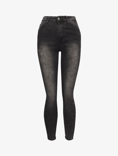 Jean skinny griffé à coutures contrastantes à l&