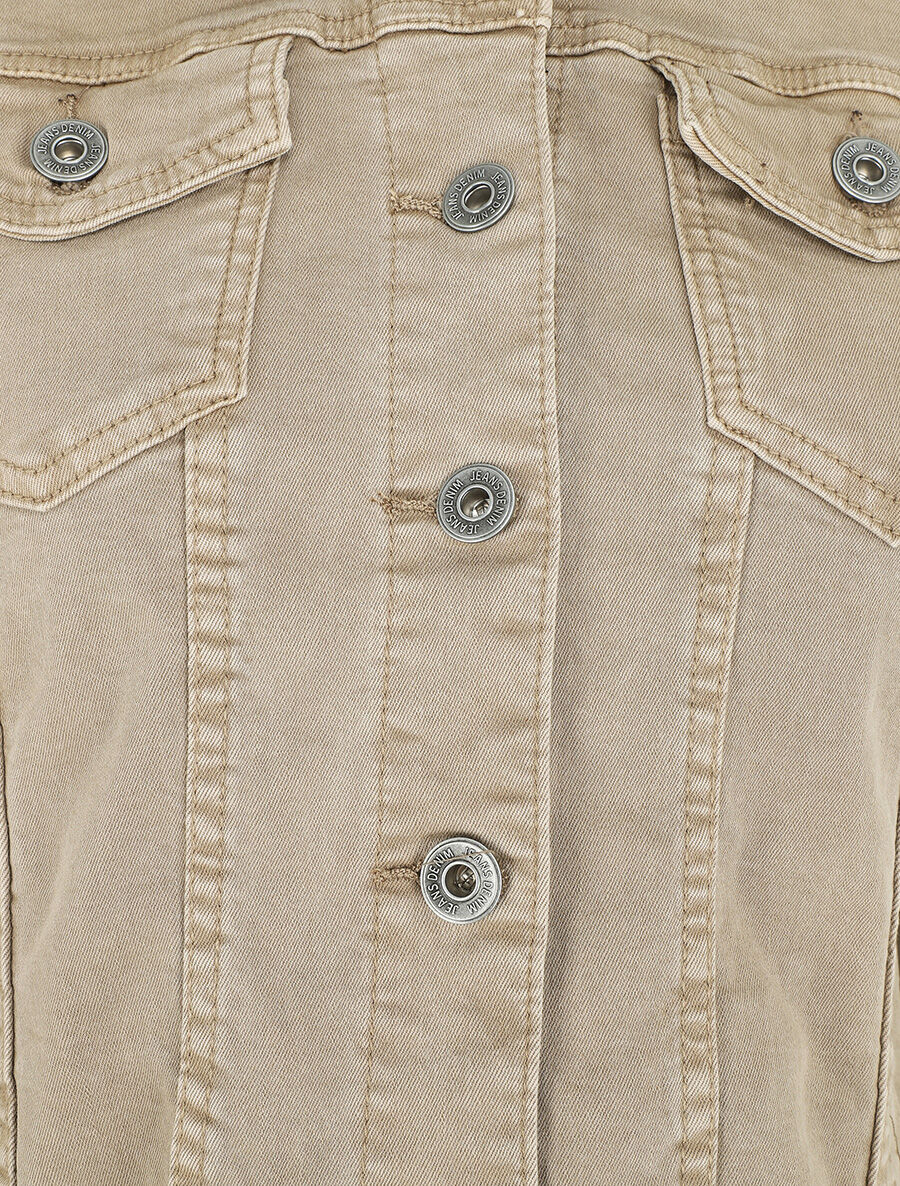 Veste en jean droite - Beige - 3