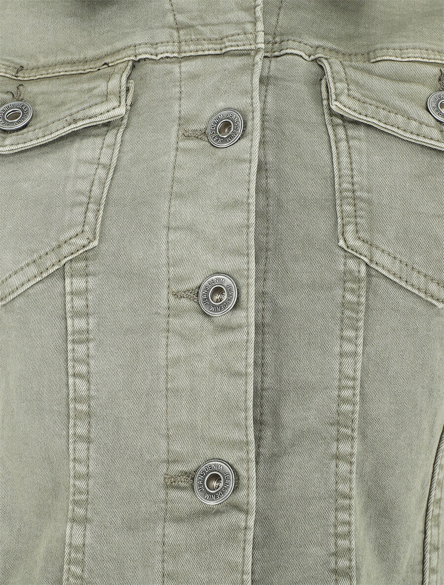 Veste en jean droite - Kaki - 3
