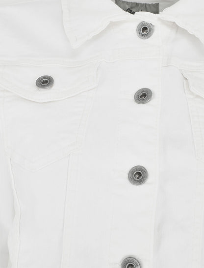 Veste en jean droite - Blanc - 3