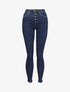 Jean skinny taille haute à fermeture boutonnée - Bleu foncé - 4