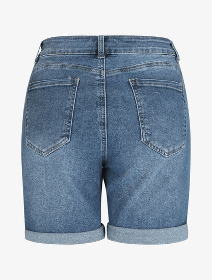 Short en jean ajusté taille standard - Bleu - 2